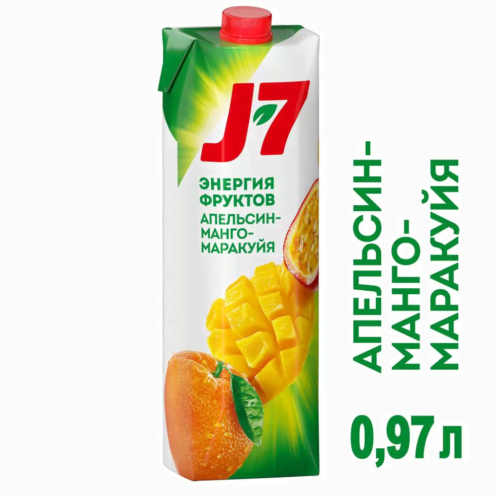 Нектар J7 апельсин/манго/маракуя с мякотью 0.97л т/п