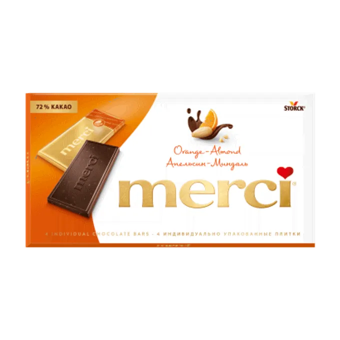 Шоколад Merci горький апельсин-миндаль 100 г-0
