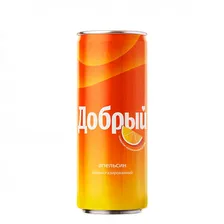 Напиток сокосодержащий Добрый "Апельсин", сильногазированный, ж/б, 0,33 л