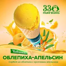Облепиха апельсин 1,3кг БЕЗ ЛАКТОЗЫ мороженое 33 пингвина