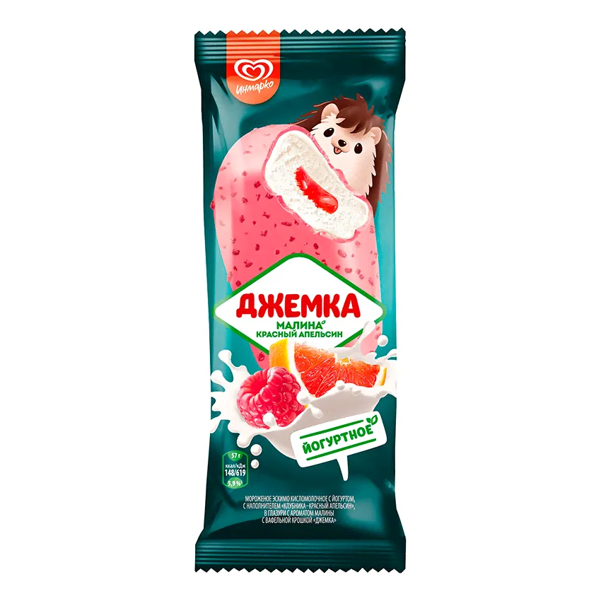 Мороженое Джемка эскимо с йогуртом клубника/красный апельсин в глазури 57г