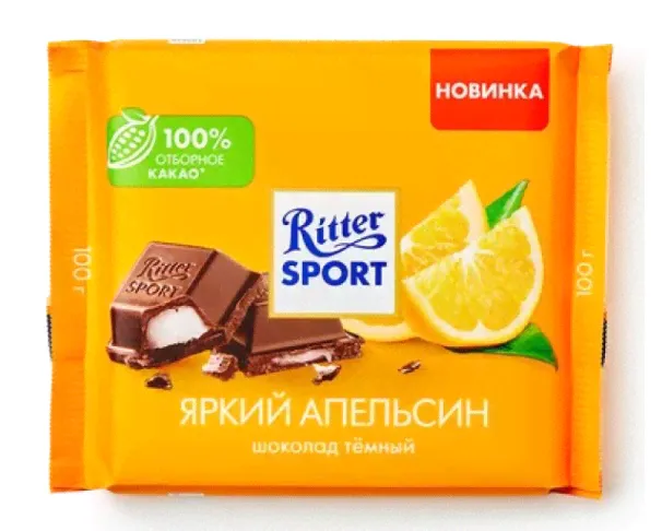 Шоколад RITTER SPORT темный Яркий апельсин 100г-0