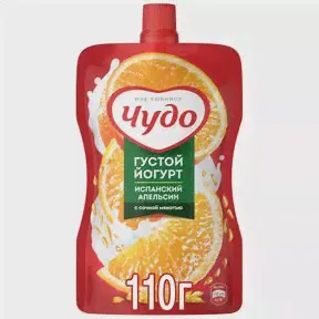 Йогурт питьевой «Чудо» фруктовый Испанский Апельсин жирность 2,6% 110 грамм дой-пак-0