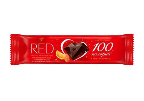 Шоколад Red темный апельсин и миндаль без сахара, 26г-1