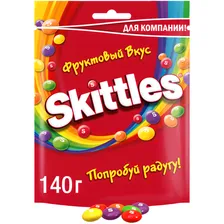 Драже Skittles Фруктовый вкус лимон-лайм-апельсин-клубника-смородина, 140г