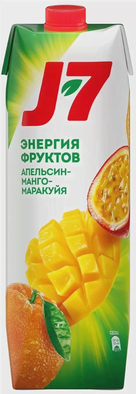 Сок "Джей-7" Апельсин-Манго-Маракуйя, Тетра Пак, 0.97 л-0