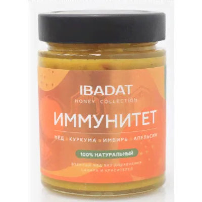 Крем-мед мед, куркума, имбирь, апельсин Ibadat, 250 г