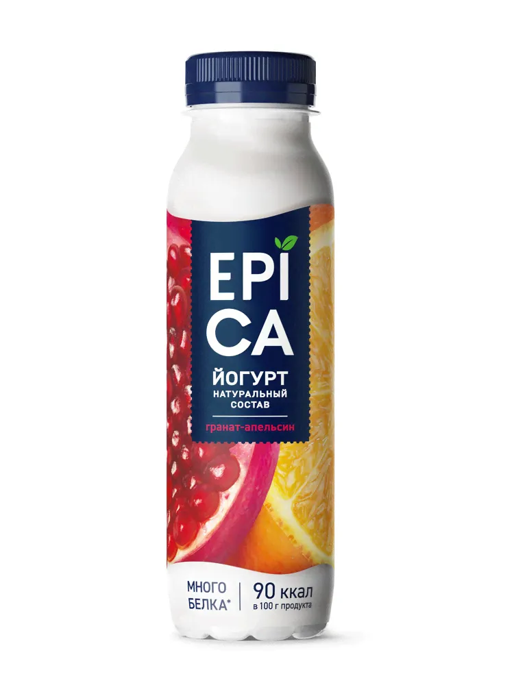 БЗМЖ Йогурт питьевой Epica гранат/апельсин 2,5% 260г