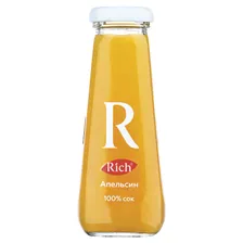 Сок RICH (Рич) 0,2 л, апельсин, подходит для детского питания, стеклянная бутылка, 1658101