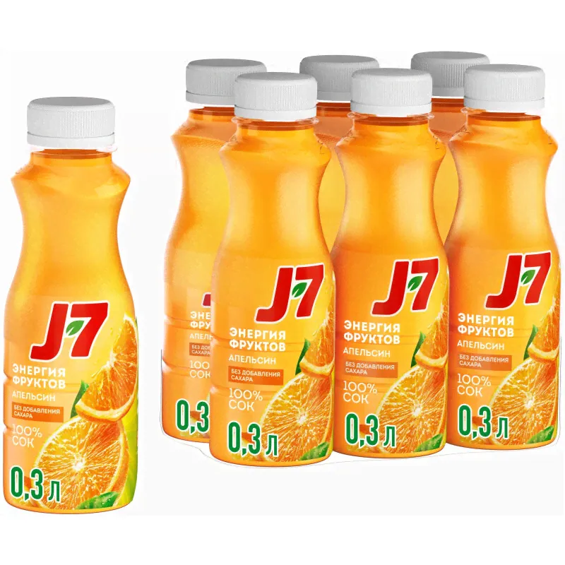 Сок J7 апельсин с мякотью 0.3л ПЭТ 6шт/уп-0